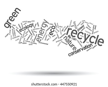 Vector concept or conceptual abstract green ecology and conservation word cloud text on white background, metaphor to environment, recycle, earth, alternative, protection, energy, eco friendly or bio