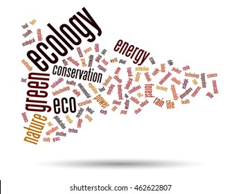 Vector concept or conceptual abstract green ecology and conservation word cloud text on white background, metaphor to environment, recycle, earth, alternative, protection, energy, eco friendly or bio