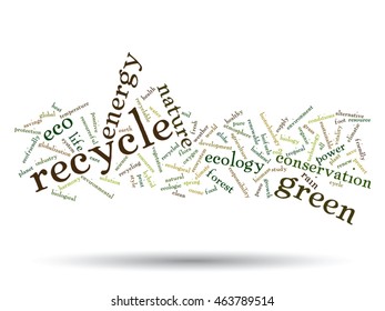 Vector concept or conceptual abstract green ecology and conservation word cloud text on white background, metaphor to environment, recycle, earth, alternative, protection, energy, eco friendly or bio