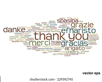 Vector concept or conceptual abstract thank you word cloud in different languages or multilingual for education or thanksgiving day, metaphor to appreciation, multicultural, friendship, tourism travel