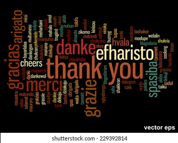 Vector concept or conceptual abstract thank you word cloud in different languages or multilingual for education or thanksgiving day, metaphor to appreciation, multicultural, friendship, tourism travel