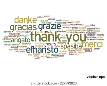 Vector concept or conceptual abstract thank you word cloud in different languages or multilingual for education or thanksgiving day, metaphor to appreciation, multicultural, friendship, tourism travel