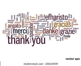 Vector concept or conceptual abstract thank you word cloud in different languages or multilingual for education or thanksgiving day, metaphor to appreciation, multicultural, friendship, tourism travel