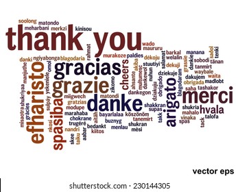 Vector concept or conceptual abstract thank you word cloud in different languages or multilingual for education or thanksgiving day, metaphor to appreciation, multicultural, friendship, tourism travel