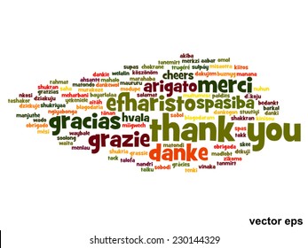 Vector concept or conceptual abstract thank you word cloud in different languages or multilingual for education or thanksgiving day, metaphor to appreciation, multicultural, friendship, tourism travel