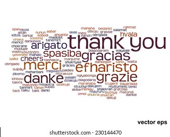 Vector concept or conceptual abstract thank you word cloud in different languages or multilingual for education or thanksgiving day, metaphor to appreciation, multicultural, friendship, tourism travel