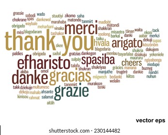 Vector concept or conceptual abstract thank you word cloud in different languages or multilingual for education or thanksgiving day, metaphor to appreciation, multicultural, friendship, tourism travel