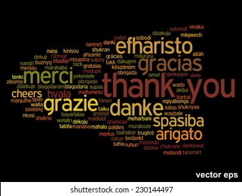 Vector concept or conceptual abstract thank you word cloud in different languages or multilingual for education or thanksgiving day, metaphor to appreciation, multicultural, friendship, tourism travel