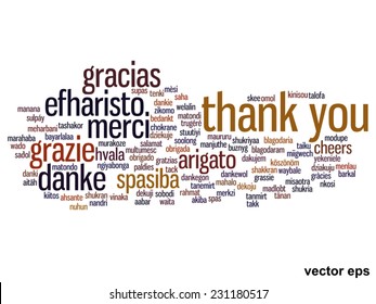 Vector concept or conceptual abstract thank you word cloud in different languages or multilingual for education or thanksgiving day, metaphor to appreciation, multicultural, friendship, tourism travel