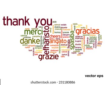 Vector concept or conceptual abstract thank you word cloud in different languages or multilingual for education or thanksgiving day, metaphor to appreciation, multicultural, friendship, tourism travel