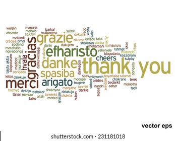 Vector concept or conceptual abstract thank you word cloud in different languages or multilingual for education or thanksgiving day, metaphor to appreciation, multicultural, friendship, tourism travel