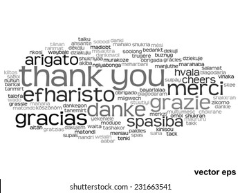 Vector concept or conceptual abstract thank you word cloud in different languages or multilingual for education or thanksgiving day, metaphor to appreciation, multicultural, friendship, tourism travel