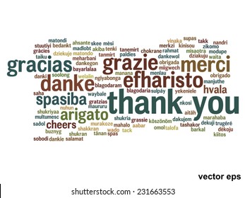 Vector concept or conceptual abstract thank you word cloud in different languages or multilingual for education or thanksgiving day, metaphor to appreciation, multicultural, friendship, tourism travel