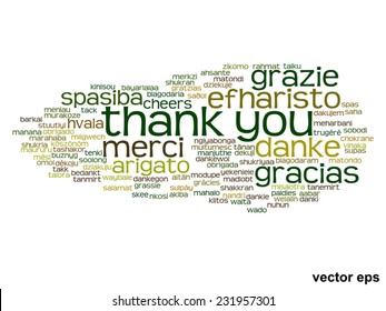 Vector concept or conceptual abstract thank you word cloud in different languages or multilingual for education or thanksgiving day, metaphor to appreciation, multicultural, friendship, tourism travel