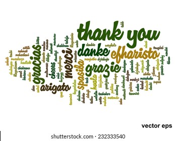 Vector concept or conceptual abstract thank you word cloud in different languages or multilingual for education or thanksgiving day, metaphor to appreciation, multicultural, friendship, tourism travel