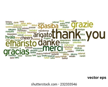 Vector concept or conceptual abstract thank you word cloud in different languages or multilingual for education or thanksgiving day, metaphor to appreciation, multicultural, friendship, tourism travel