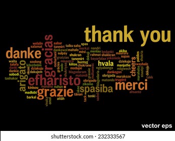 Vector concept or conceptual abstract thank you word cloud in different languages or multilingual for education or thanksgiving day, metaphor to appreciation, multicultural, friendship, tourism travel