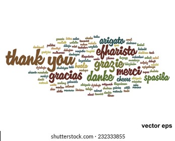 Vector concept or conceptual abstract thank you word cloud in different languages or multilingual for education or thanksgiving day, metaphor to appreciation, multicultural, friendship, tourism travel