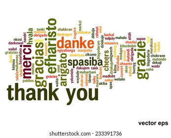 Vector concept or conceptual abstract thank you word cloud in different languages or multilingual for education or thanksgiving day, metaphor to appreciation, multicultural, friendship, tourism travel