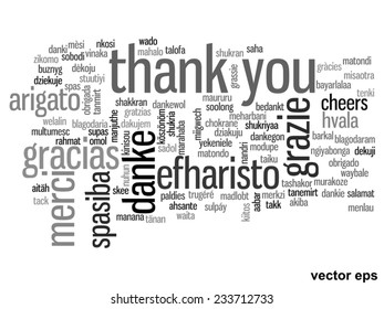 Vector concept or conceptual abstract thank you word cloud in different languages or multilingual for education or thanksgiving day, metaphor to appreciation, multicultural, friendship, tourism travel