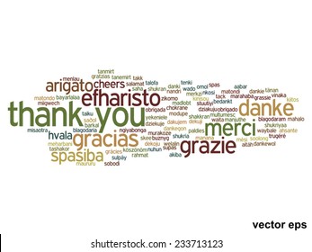 Vector concept or conceptual abstract thank you word cloud in different languages or multilingual for education or thanksgiving day, metaphor to appreciation, multicultural, friendship, tourism travel