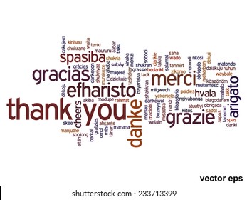 Vector concept or conceptual abstract thank you word cloud in different languages or multilingual for education or thanksgiving day, metaphor to appreciation, multicultural, friendship, tourism travel