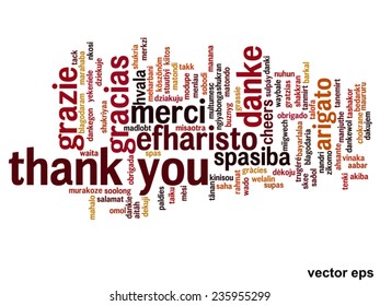 Vector concept or conceptual abstract thank you word cloud in different languages or multilingual for education or thanksgiving day, metaphor to appreciation, multicultural, friendship, tourism travel
