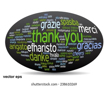 Vector concept or conceptual abstract thank you word cloud in different languages or multilingual for education or thanksgiving day, metaphor to appreciation, multicultural, friendship, tourism travel
