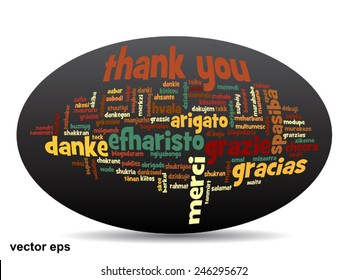 Vector concept or conceptual abstract thank you word cloud in different languages or multilingual for education or thanksgiving day, metaphor to appreciation, multicultural, friendship, tourism travel