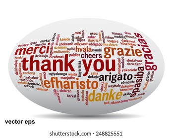 Vector concept or conceptual abstract thank you word cloud in different languages or multilingual for education or thanksgiving day, metaphor to appreciation, multicultural, friendship, tourism travel