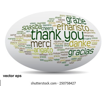 Vector concept or conceptual abstract thank you word cloud in different languages or multilingual for education or thanksgiving day, metaphor to appreciation, multicultural, friendship, tourism travel