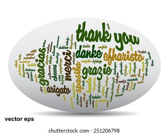 Vector concept or conceptual abstract thank you word cloud in different languages or multilingual for education or thanksgiving day, metaphor to appreciation, multicultural, friendship, tourism travel