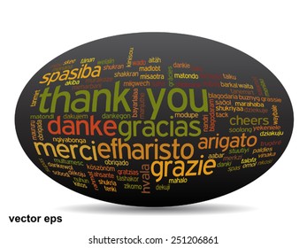 Vector concept or conceptual abstract thank you word cloud in different languages or multilingual for education or thanksgiving day, metaphor to appreciation, multicultural, friendship, tourism travel