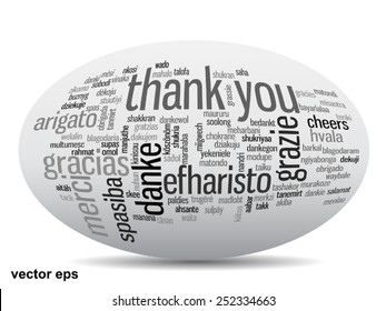 Vector concept or conceptual abstract thank you word cloud in different languages or multilingual for education or thanksgiving day, metaphor to appreciation, multicultural, friendship, tourism travel