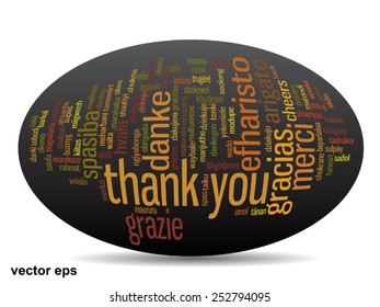 Vector concept or conceptual abstract thank you word cloud in different languages or multilingual for education or thanksgiving day, metaphor to appreciation, multicultural, friendship, tourism travel