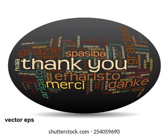 Vector concept or conceptual abstract thank you word cloud in different languages or multilingual for education or thanksgiving day, metaphor to appreciation, multicultural, friendship, tourism travel