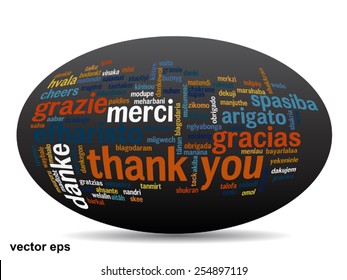 Vector concept or conceptual abstract thank you word cloud in different languages or multilingual for education or thanksgiving day, metaphor to appreciation, multicultural, friendship, tourism travel