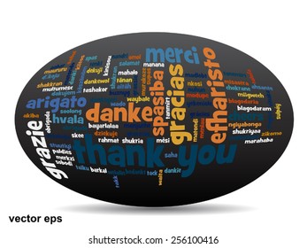 Vector concept or conceptual abstract thank you word cloud in different languages or multilingual for education or thanksgiving day, metaphor to appreciation, multicultural, friendship, tourism travel