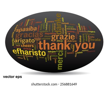 Vector concept or conceptual abstract thank you word cloud in different languages or multilingual for education or thanksgiving day, metaphor to appreciation, multicultural, friendship, tourism travel