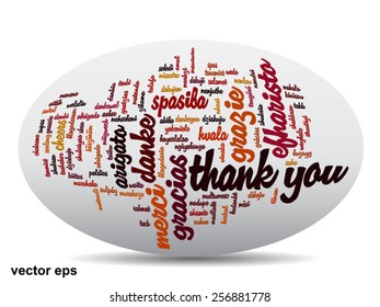 Vector concept or conceptual abstract thank you word cloud in different languages or multilingual for education or thanksgiving day, metaphor to appreciation, multicultural, friendship, tourism travel