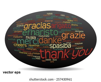 Vector concept or conceptual abstract thank you word cloud in different languages or multilingual for education or thanksgiving day, metaphor to appreciation, multicultural, friendship, tourism travel