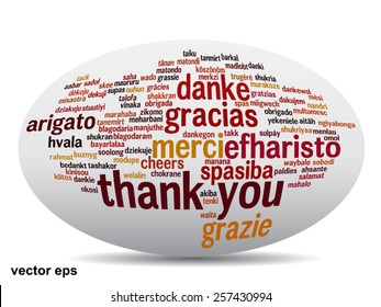 Vector concept or conceptual abstract thank you word cloud in different languages or multilingual for education or thanksgiving day, metaphor to appreciation, multicultural, friendship, tourism travel
