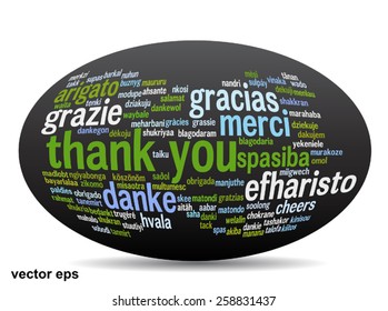 Vector concept or conceptual abstract thank you word cloud in different languages or multilingual for education or thanksgiving day, metaphor to appreciation, multicultural, friendship, tourism travel