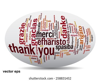 Vector concept or conceptual abstract thank you word cloud in different languages or multilingual for education or thanksgiving day, metaphor to appreciation, multicultural, friendship, tourism travel