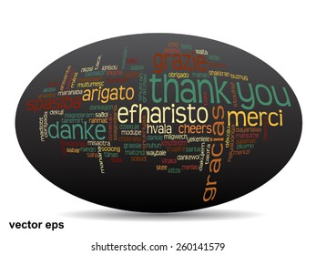 Vector concept or conceptual abstract thank you word cloud in different languages or multilingual for education or thanksgiving day, metaphor to appreciation, multicultural, friendship, tourism travel