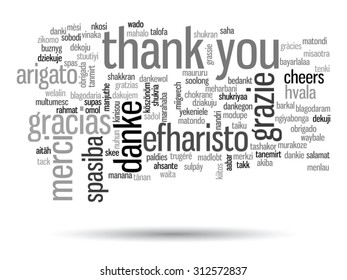 Vector concept or conceptual abstract thank you word cloud in different languages or multilingual for education or thanksgiving day, metaphor to appreciation, multicultural, friendship, tourism travel