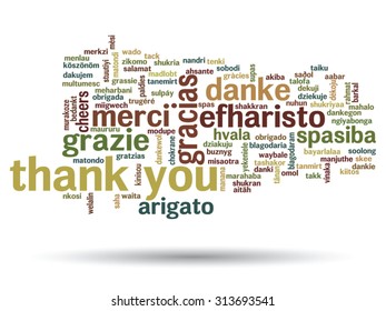 Vector concept or conceptual abstract thank you word cloud in different languages or multilingual for education or thanksgiving day, metaphor to appreciation, multicultural, friendship, tourism travel