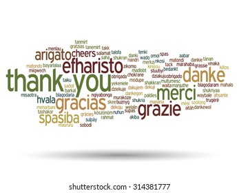 Vector concept or conceptual abstract thank you word cloud in different languages or multilingual for education or thanksgiving day, metaphor to appreciation, multicultural, friendship, tourism travel