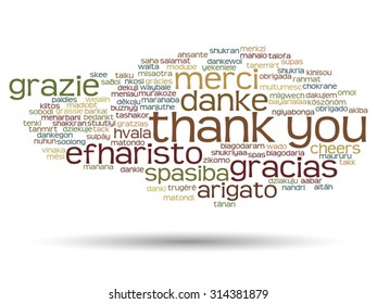 Vector concept or conceptual abstract thank you word cloud in different languages or multilingual for education or thanksgiving day, metaphor to appreciation, multicultural, friendship, tourism travel