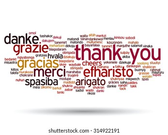 Vector concept or conceptual abstract thank you word cloud in different languages or multilingual for education or thanksgiving day, metaphor to appreciation, multicultural, friendship, tourism travel